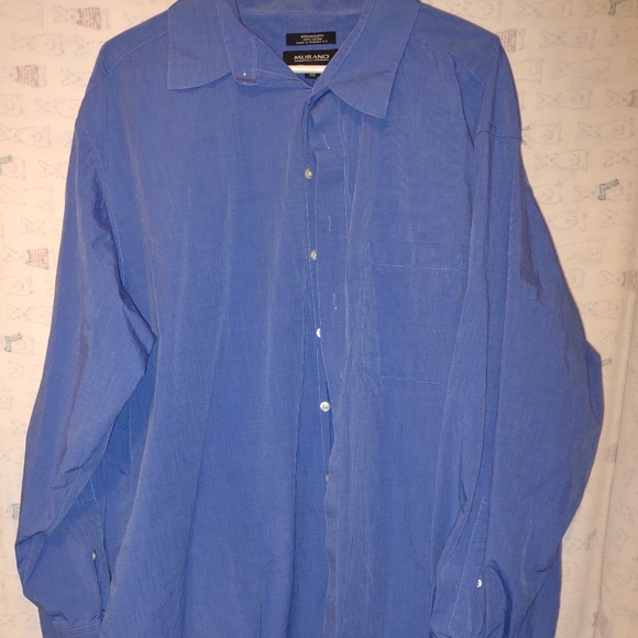 Murano Dress Shirt Mens Size 18 1/2 38 Tall Long Sleeve Button Down Shiny Look - Picture 1 of 3